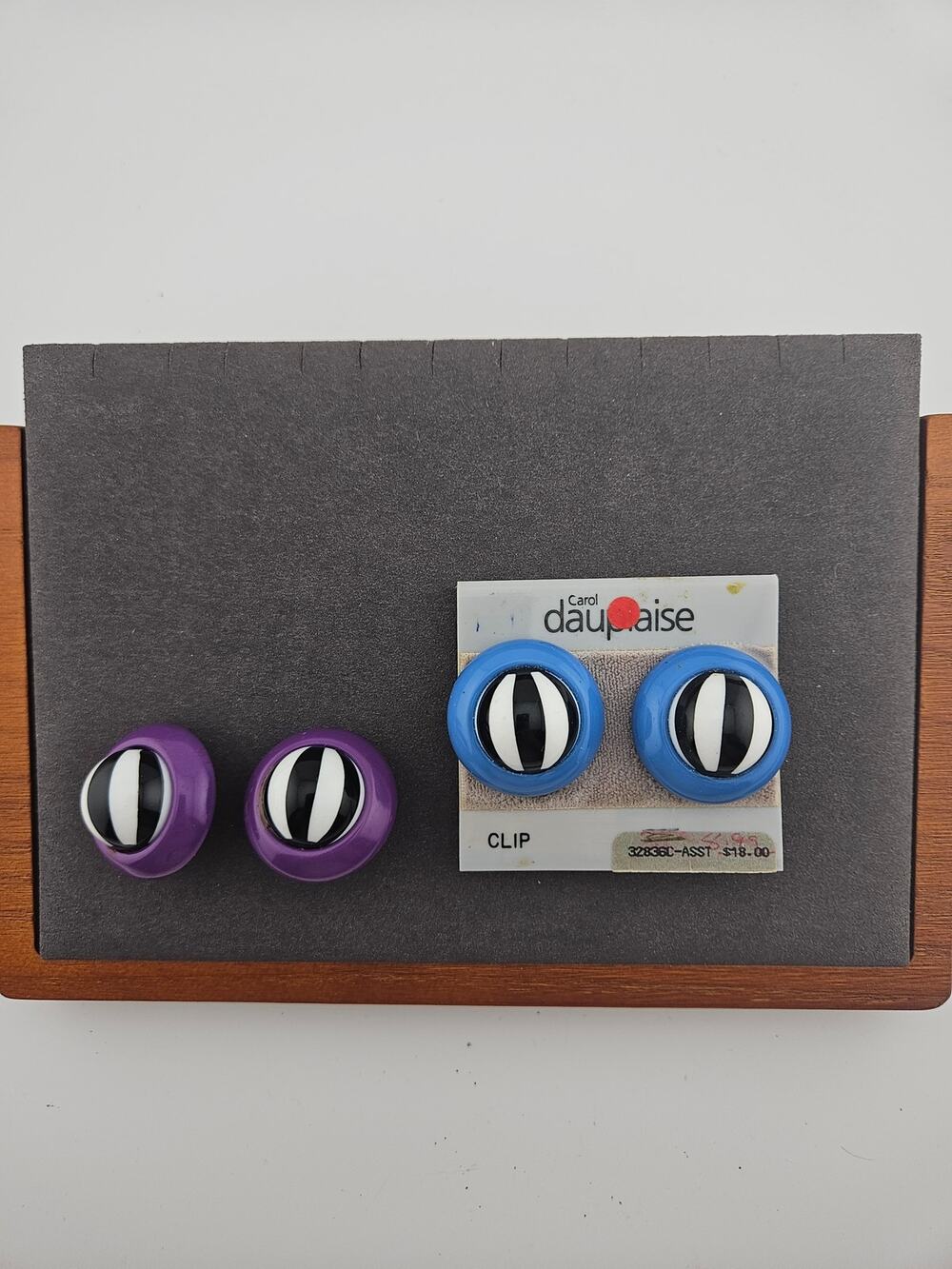 Carol Dauplaise Clip On Earring Bundle Gaudy Eclectic Purple Blue Mod Costume